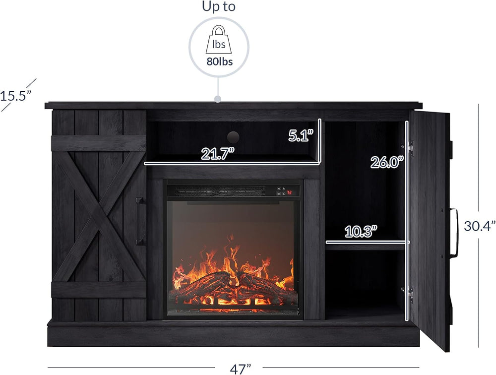BELLEZE Veropeso 47" TV Stand with 18" Electric Fireplace - Rustic ...