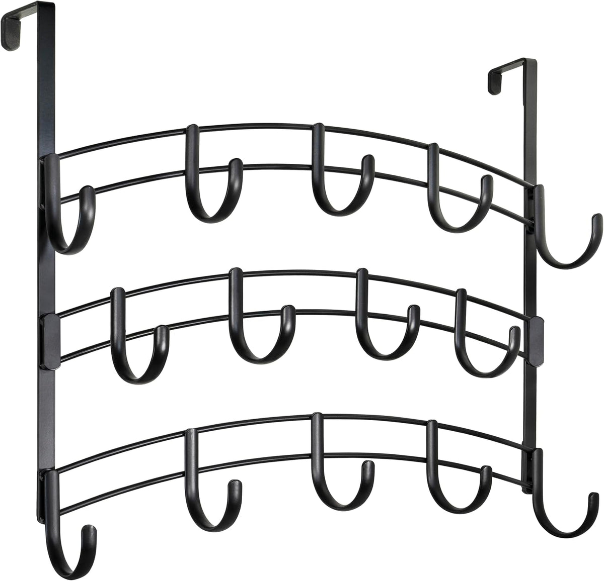 LYNK Professional® Home™ Over the Door Hooks - 14 Hook – Over the Door Coat Rack - Over the Door Hanger - Hanging Towels or Clothes - Bathroom, Bedroom, Laundry Room - Lifetime Ltd. Warranty, Black