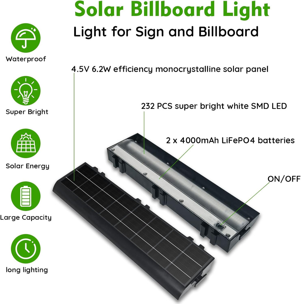 Solar Sign Lights Outdoor, 232 led Solar Sign Light, Billboard Lighting for B...