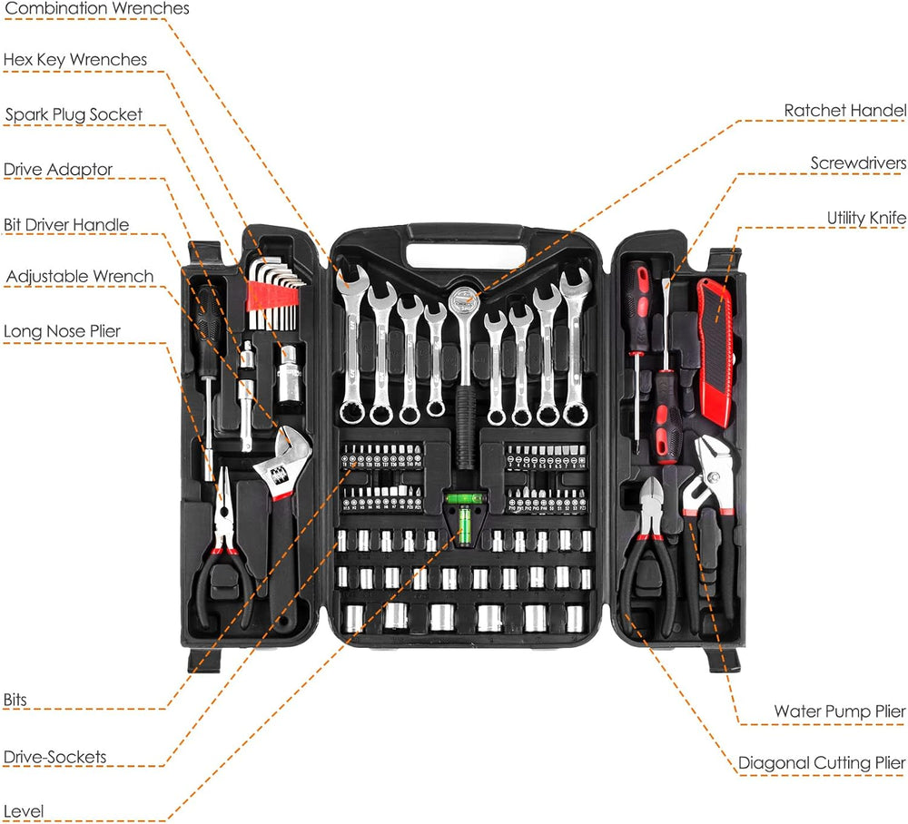 TLGREEN 95-Piece Car Tool Kit with Storage Case, Red