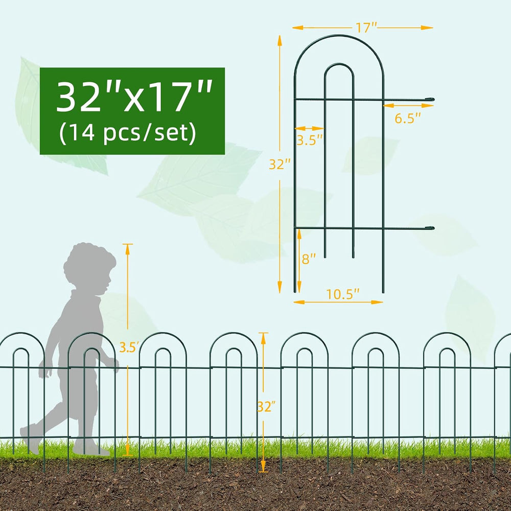 Decorative Garden Fence Border 32inX20ft Green Wire Garden Fencing for Yard
