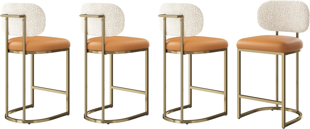 MAISON ARTS Counter Height Bar Stools Set of 4, Kitchen Barstools with Back