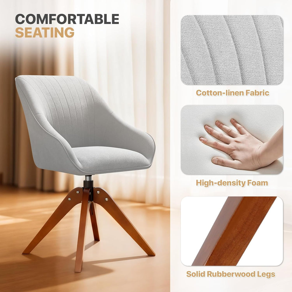 Magshion Mid Century Swivel Accent Chair, 360° Rotating Fabric Armchair with ...
