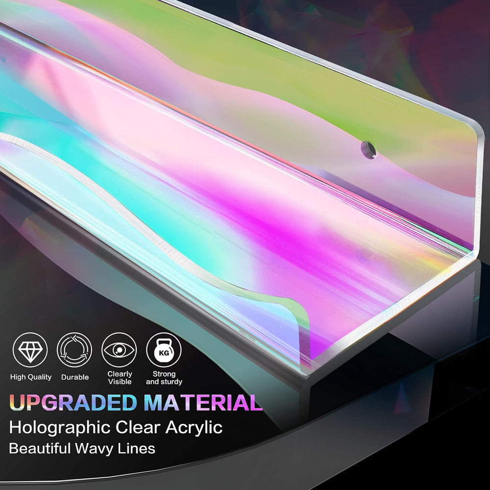 DILIBRA 4 Packs Iridescent Acrylic Floating Shelves, 15.7Inch Display Shelf