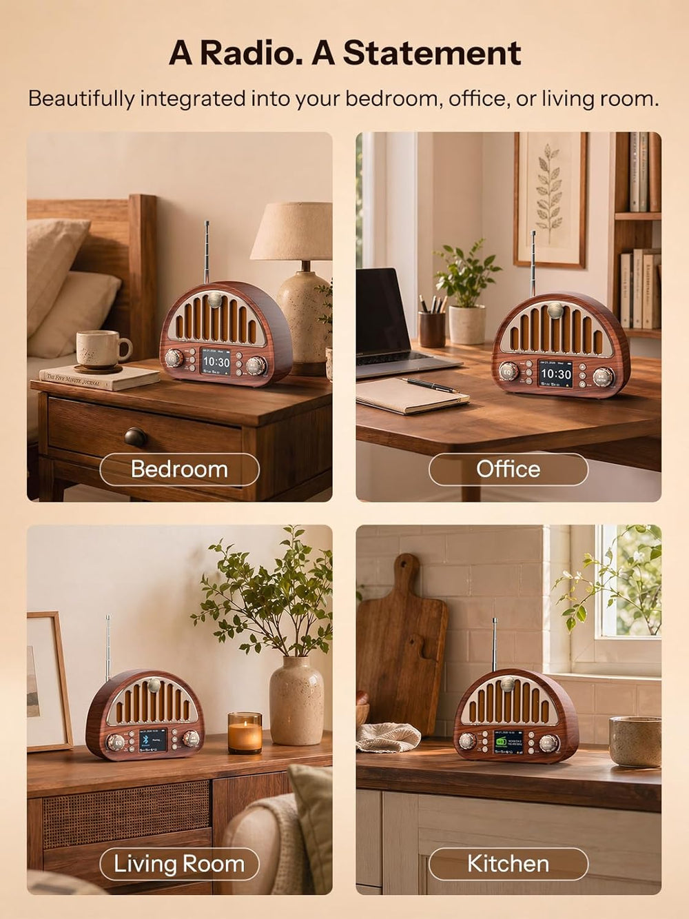 Retro FM Radio with Bluetooth Speaker & NOAA Weather Alert