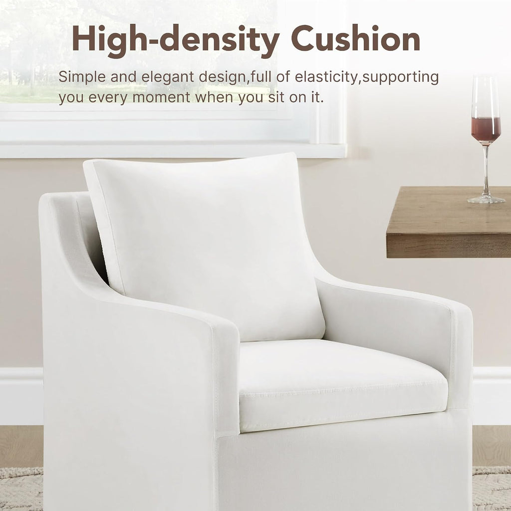 KISLOT Upholstered Dining Chairs Set of 2 with Washable Cover, White