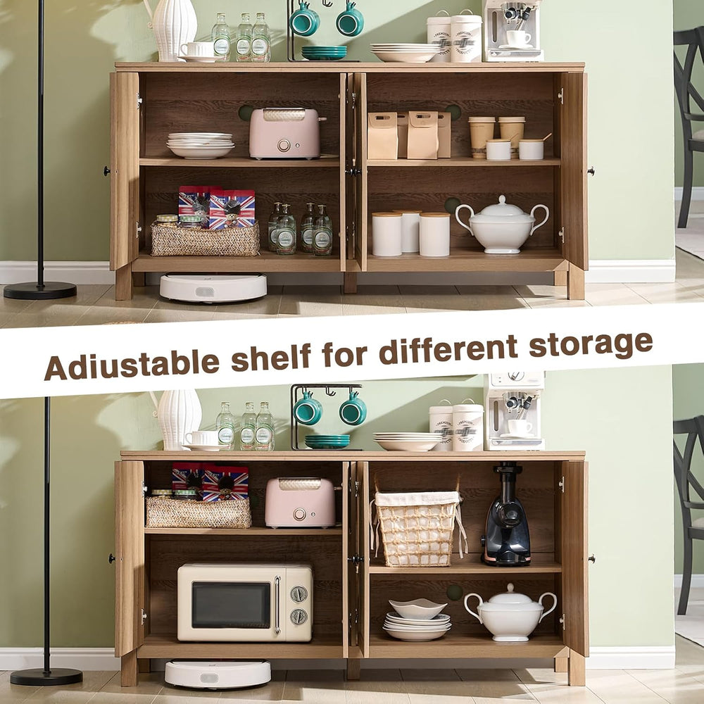 Okvnbjk 60" Rattan Sideboard Buffet Cabinet with Storage