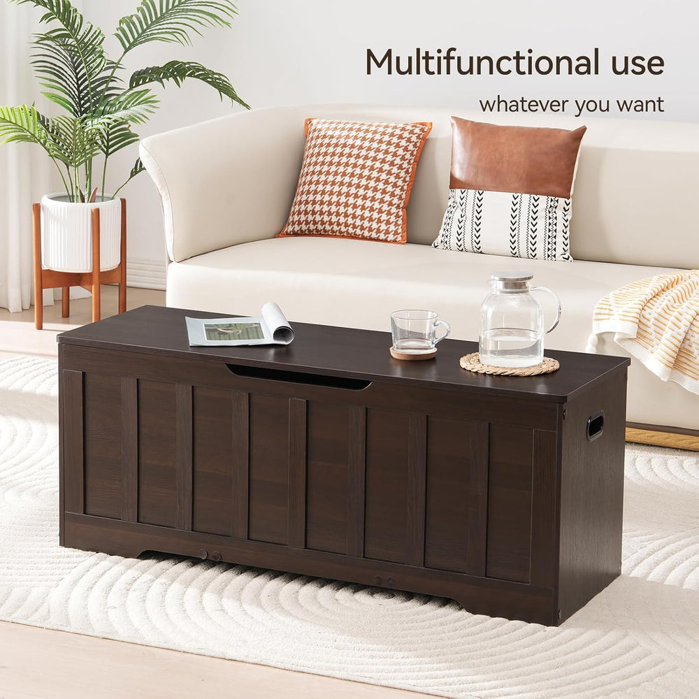 VANKILEY 47.2" Storage Chest Extra Large,Wooden Storage Trunk(Espresso)
