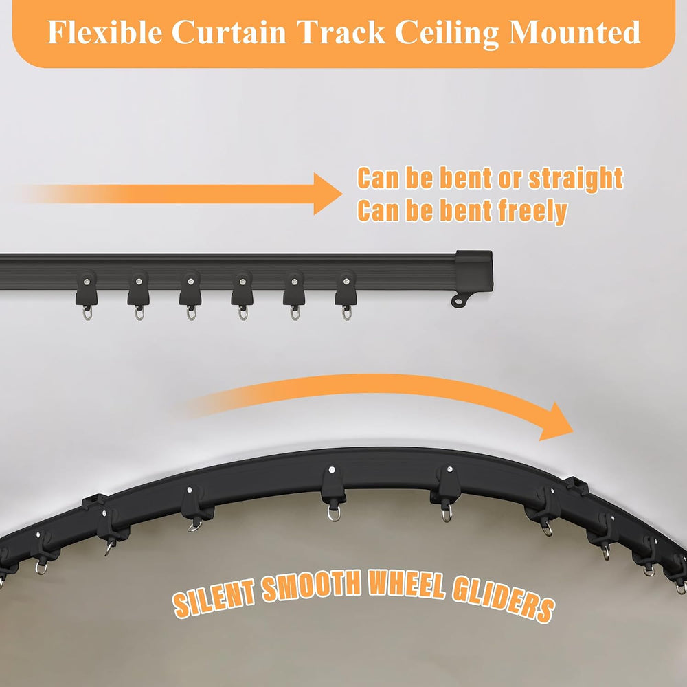 MaKefeile Room Divider Curtains with Flexible Ceiling Curtain Tracks Set,100%...