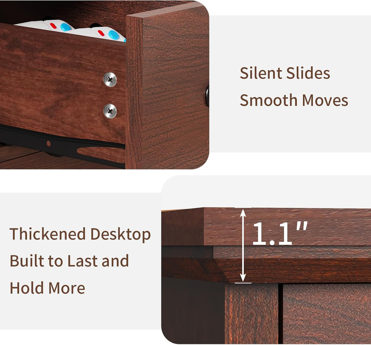 HOMMPA 23.6'' Farmhouse Narrow End Table w/Charging Station Rustic Cherry