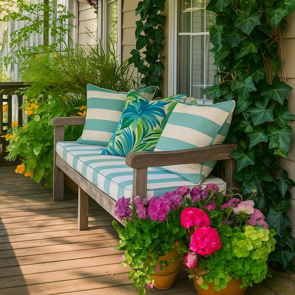 Outdoor Throw Pillow with Insert 18x18 Inch, Set of 2, Piping Edge Waterproof...
