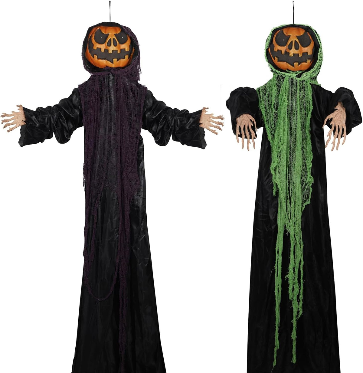 yosager 2 Pack Halloween Decorations, 6 FT Lighted Hanging Pumpkin Men