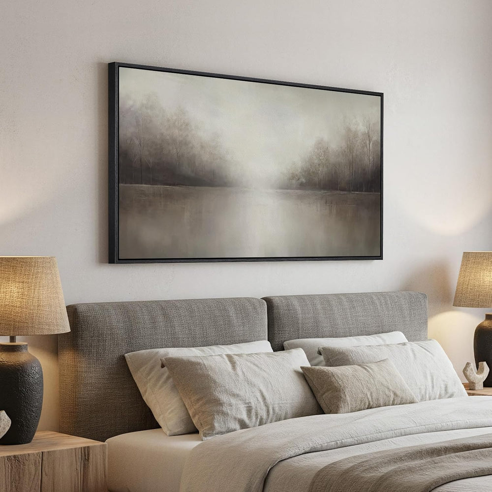 Extra Large Framed Abstract Landscape Wall Art for Living Room, 60x30 Inch