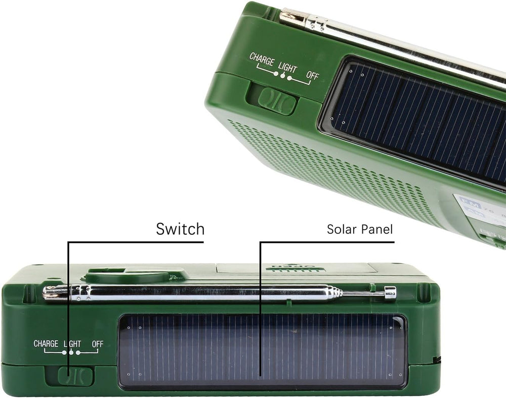 Emergency Radio with Solar and Hand Crank Self Powered, Battery USB Rechargin...