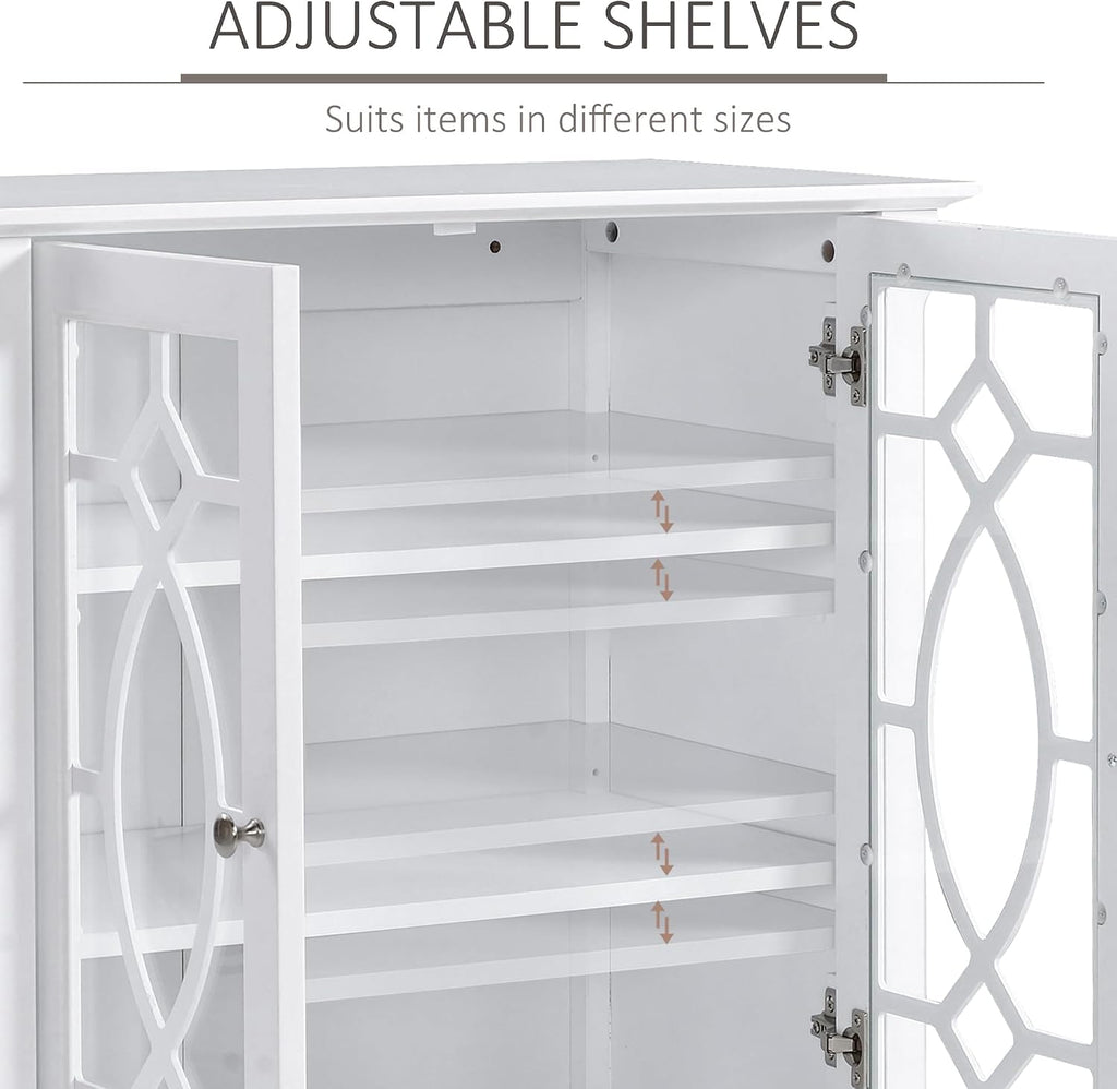 HOMCOM Sideboard Buffet Cabinet, Kitchen Side Cabinet, White
