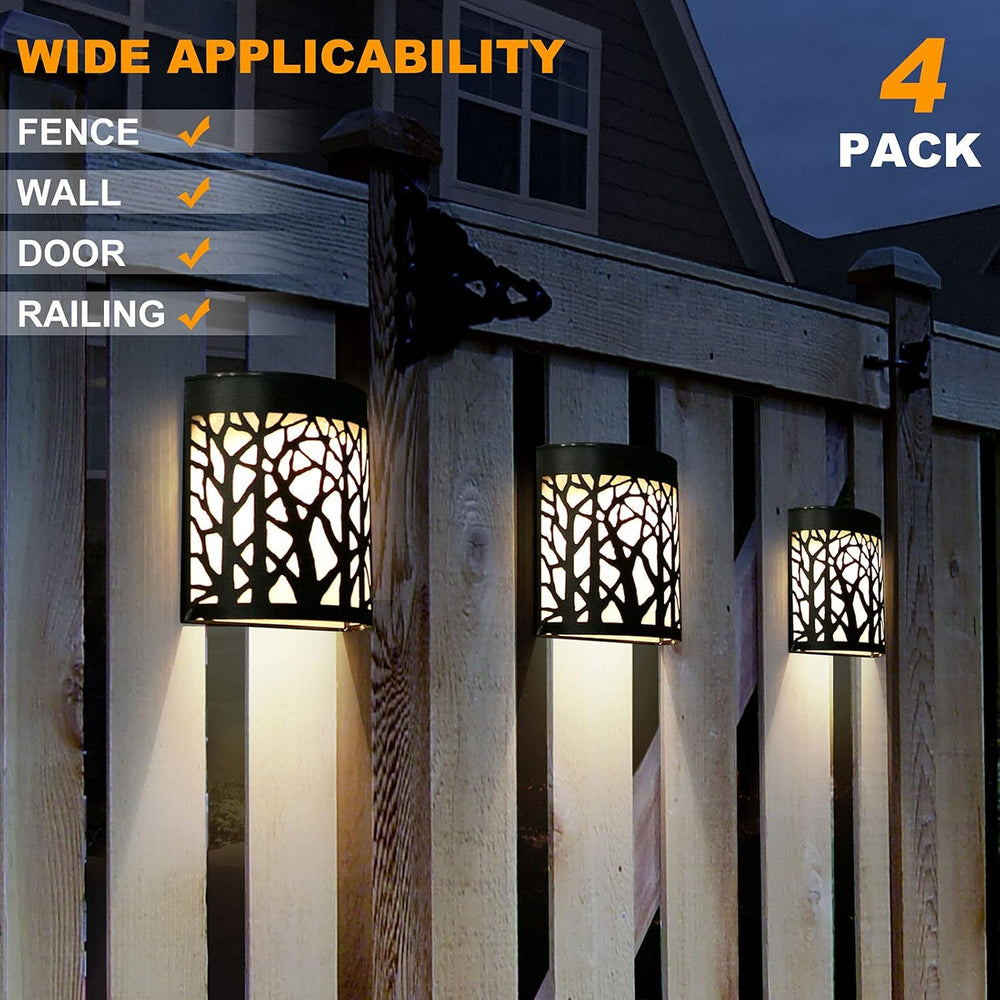 DenicMic Solar Wall Lights Outdoor Wall Sconce Fence Lights Solar Powered