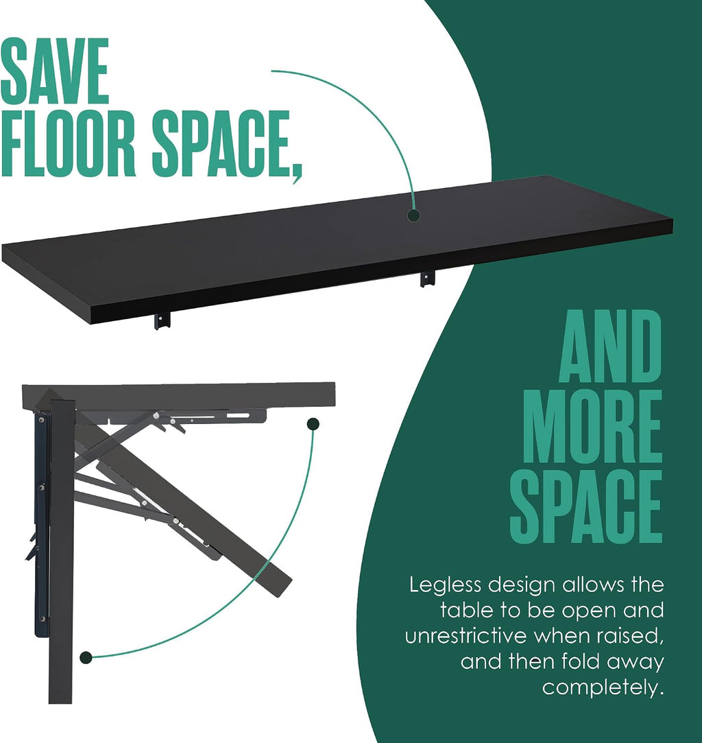 wall mounted desk, murphy desk, wall mounted folding, side view