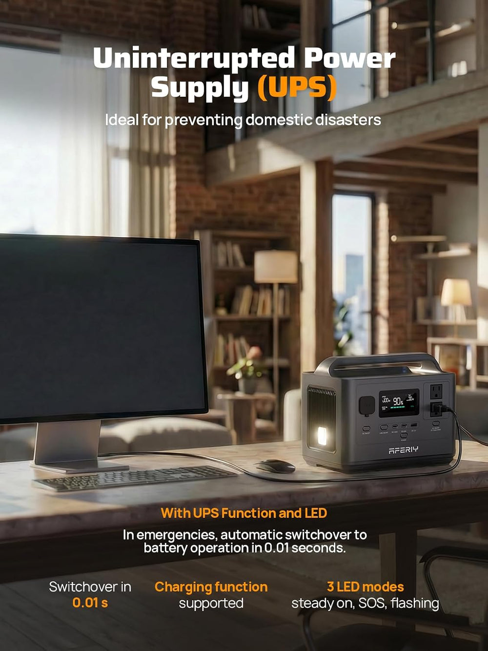 AFERIY Portable Power Station 800W Peak/400W Rated,45min Fast Charging, 80000...