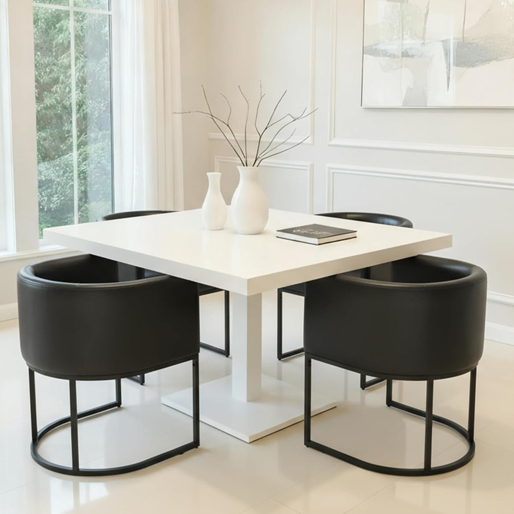 HNY Mid Century Modern Upholstered Barrel Black Dining Chairs with Arms Set o...
