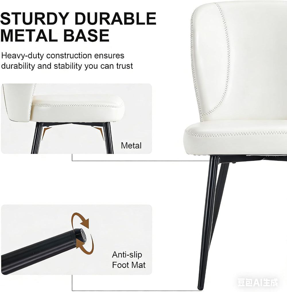Dining Chairs Set of 4, Upholstered Synthetic Leather Kitchen Chairs, Mid-Cen...