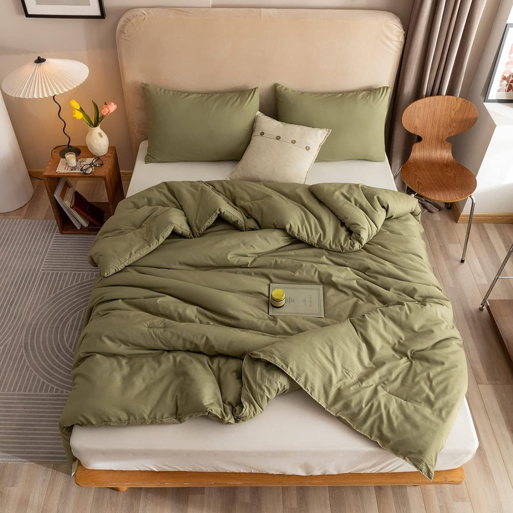 ROSGONIA Queen Comforter Set Olive Green, 3pcs Bedding Sets Queen (1 Boho Oli...