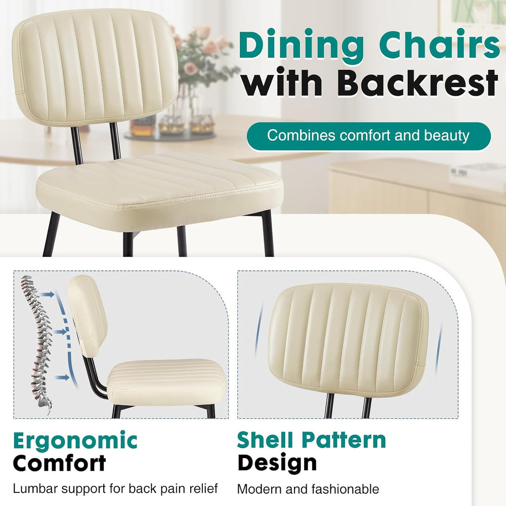 OLIXIS Dining Chairs Set of 2, Upholstered Kitchen Chairs, Beige White