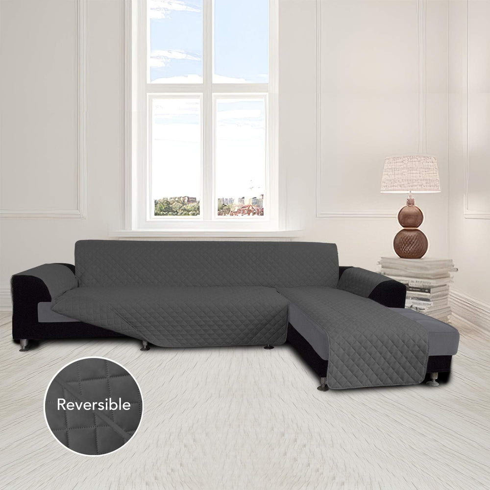 Easy-Going Reversible L-Shape Sectional Couch Cover, X-Large, Dark Gray