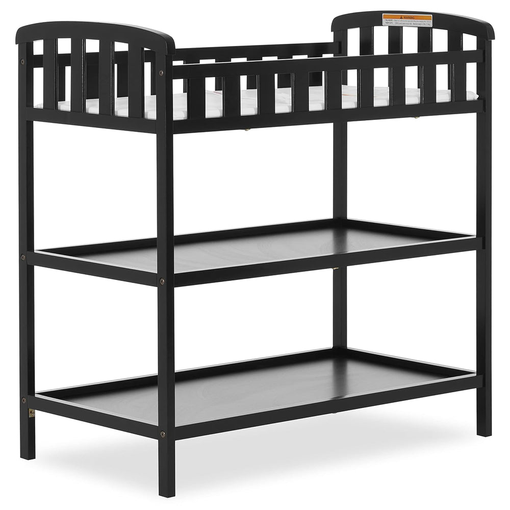 Dream On Me Emily Changing Table with Two Storage Shelves, Black