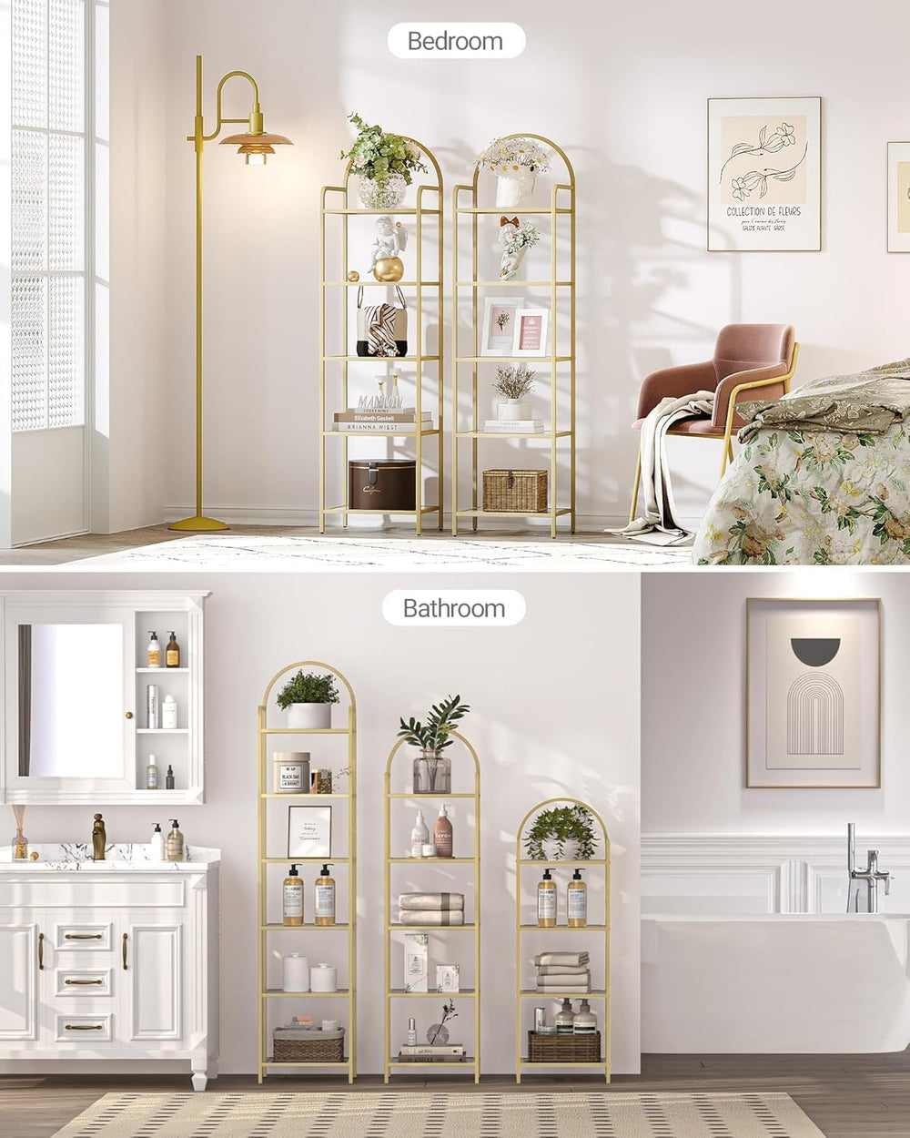 Hzuaneri Bookcase Bookshelf, Tempered Glass Bookshelves