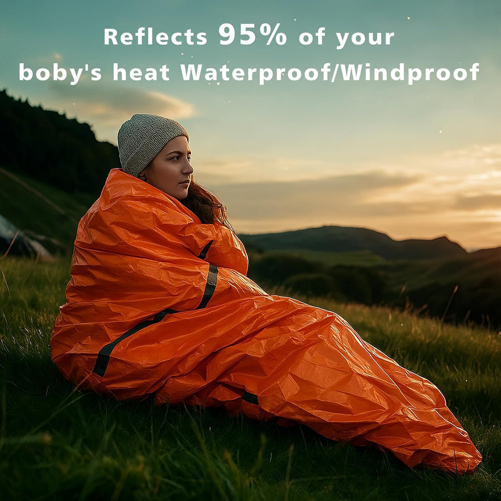 Zmoon Emergency Sleeping Bag Survival Bag, Portable Waterproof Thermal Bivy S...