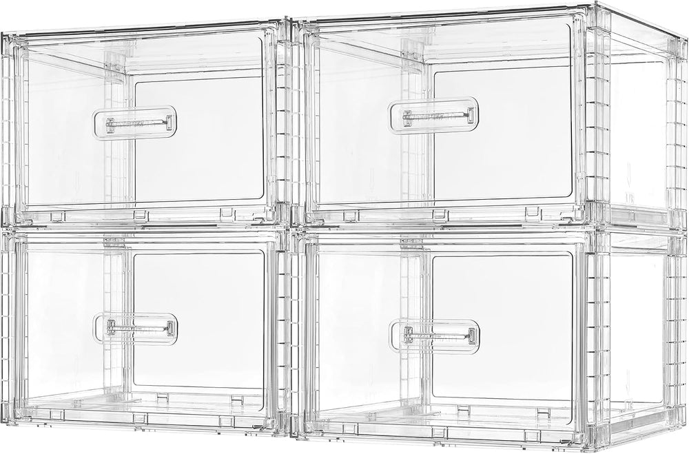 Vtopmart 4 Pack Clear Stackable Closet Storage Drawers 15QT, Medium