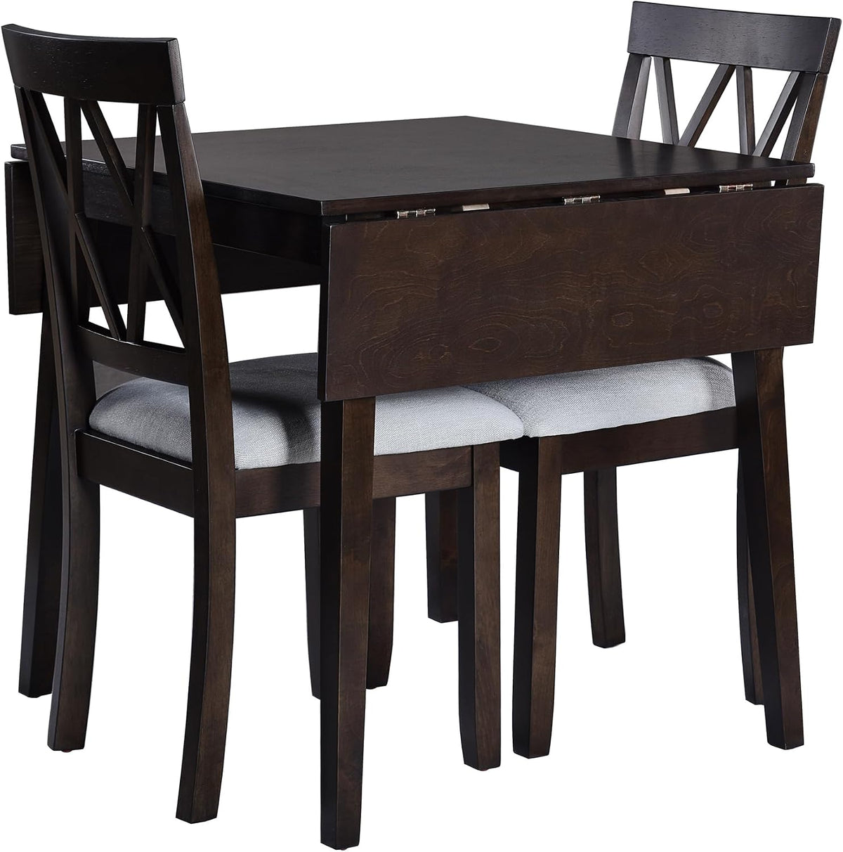 LUMISOL Farmhouse Extendable Kitchen Table Set with Drop Leaf and 2 Chairs, Espresso