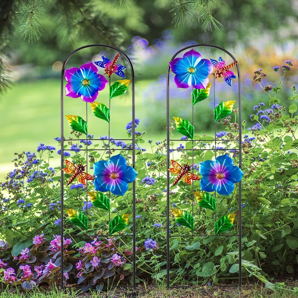 Metal Garden Trellis for Climbing Plants,2 Packs Dragonfly Outdoor Decorative...