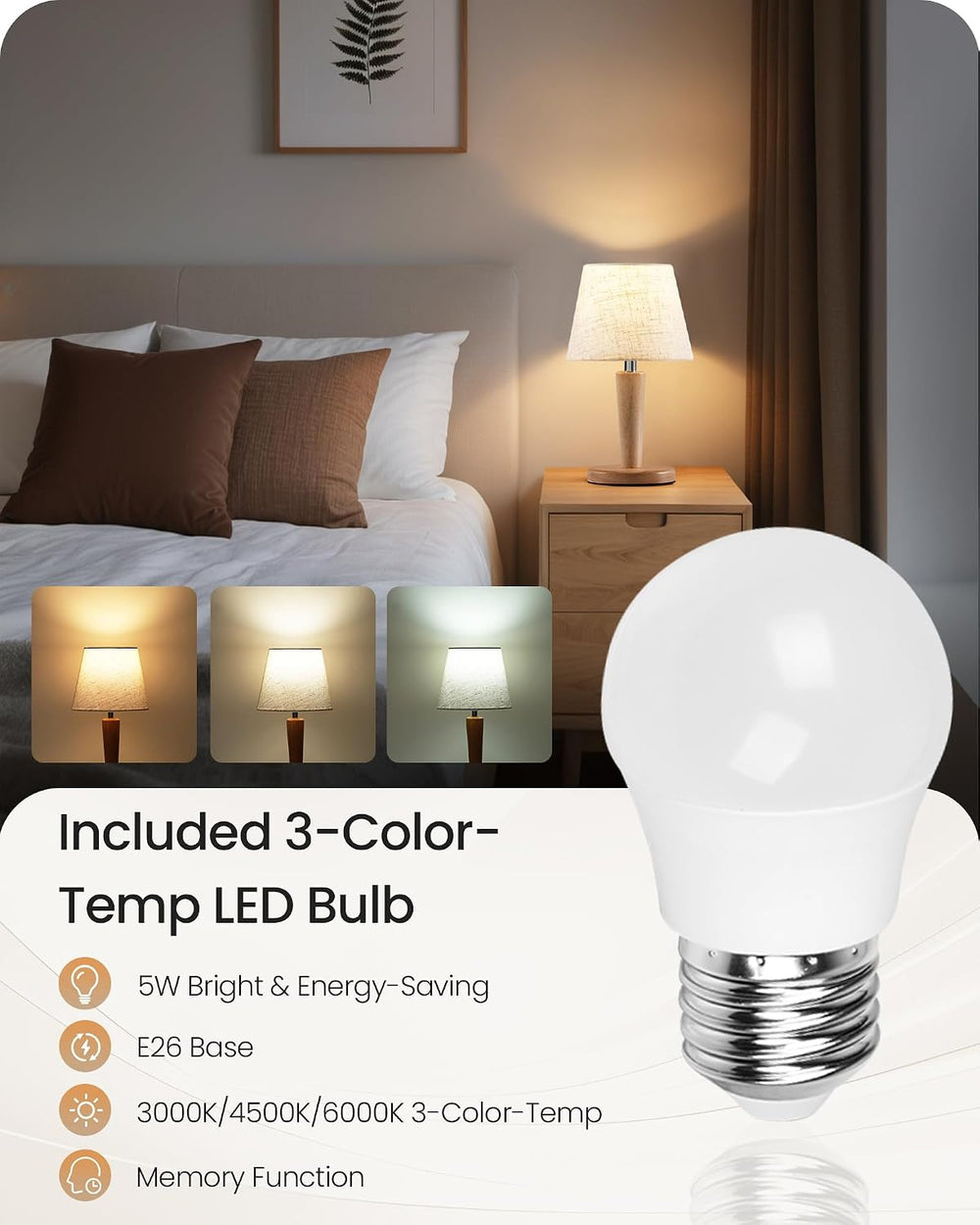 12" Wood Bedside Table Lamps Set of 2, Small Desk Lamps for Small Places...