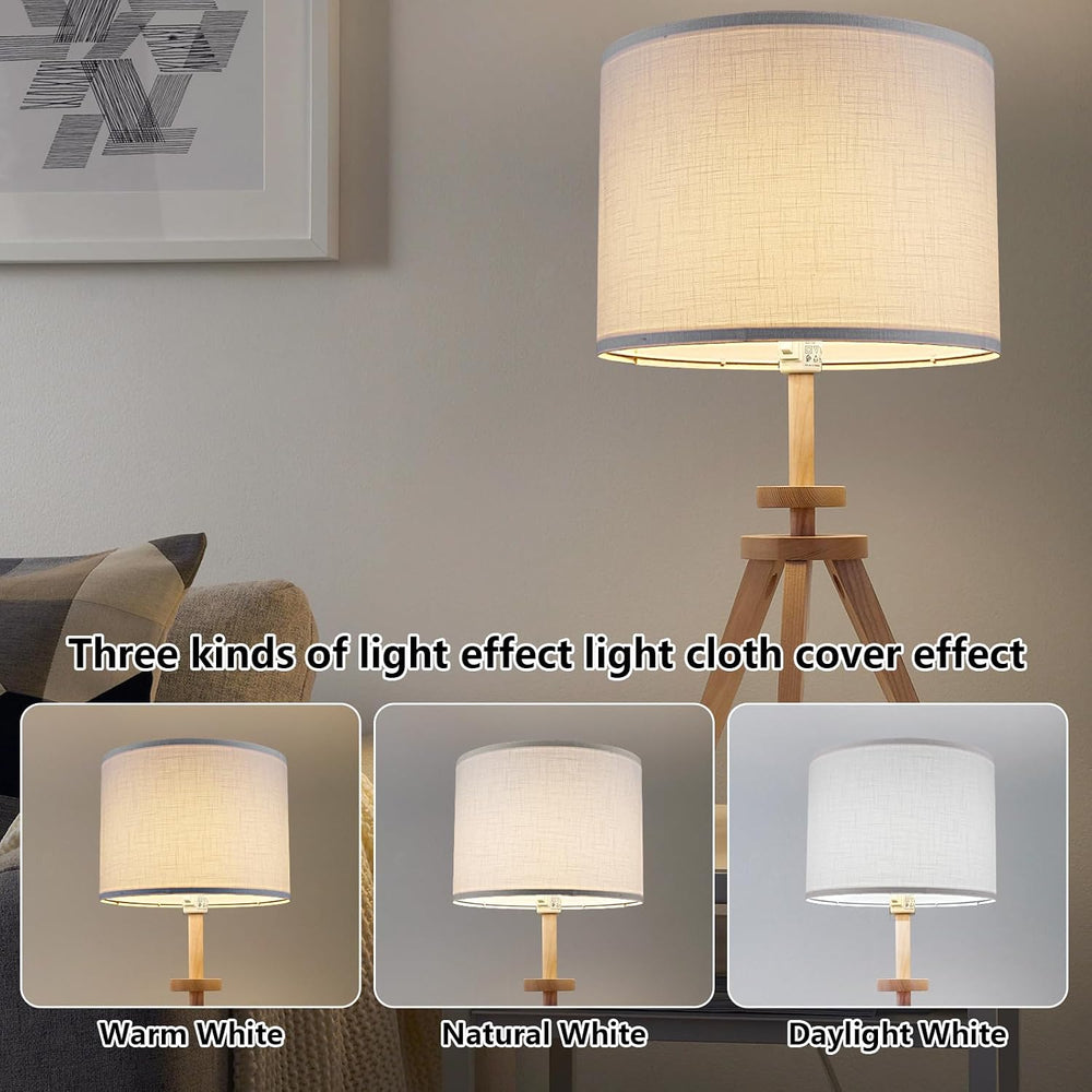 Drum Lamp shades Set of 2, White Line Lamp Shades for Table Lamps Floor Lamp,...