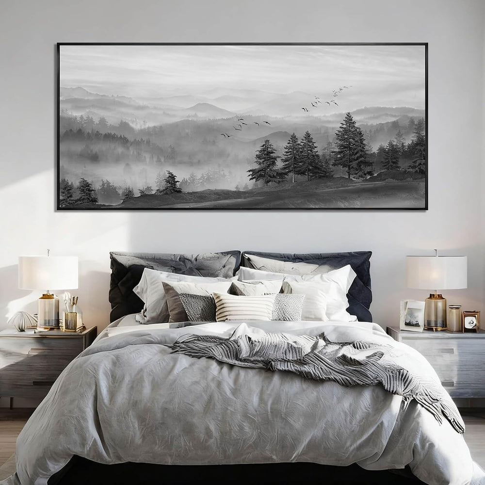 Kureful Tree Wood Wall Decor Mountain Large Wall Art Black Photo Prints 32&qu...