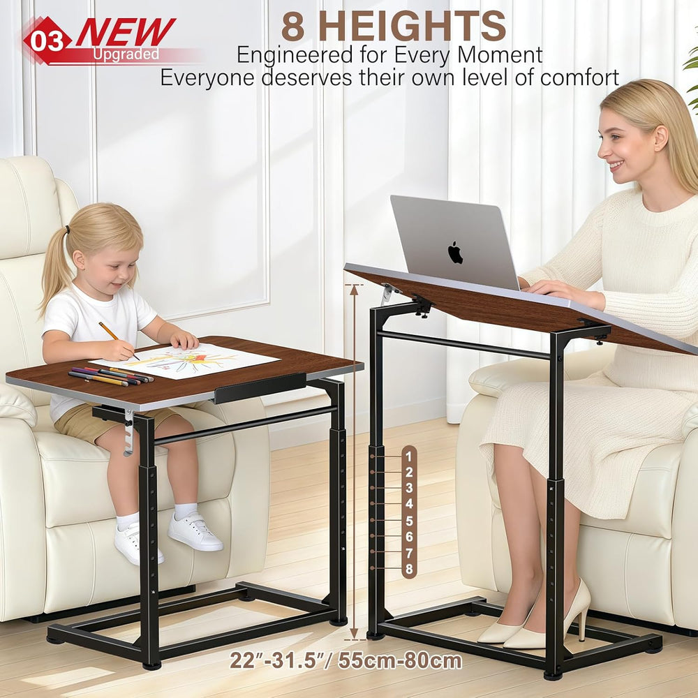 Extra Large Heavy Duty TV Tray Table, 23.6" Folding C-Shaped Laptop Desk...