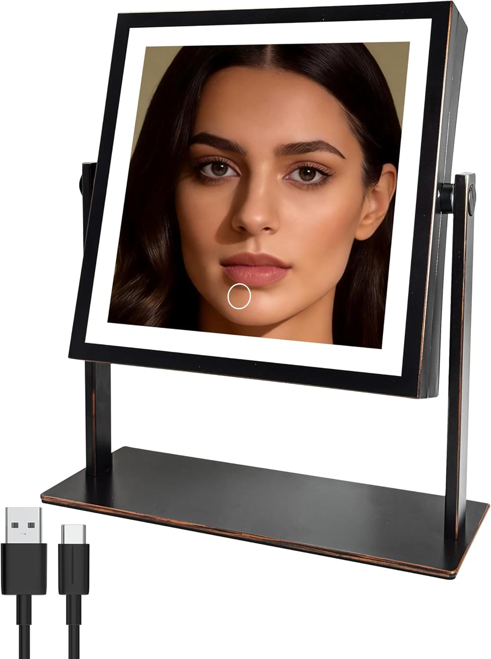 Ruacq Makeup Mirror with Lights, Dual Sided 1X/10X, Oil Rubbed Bronze