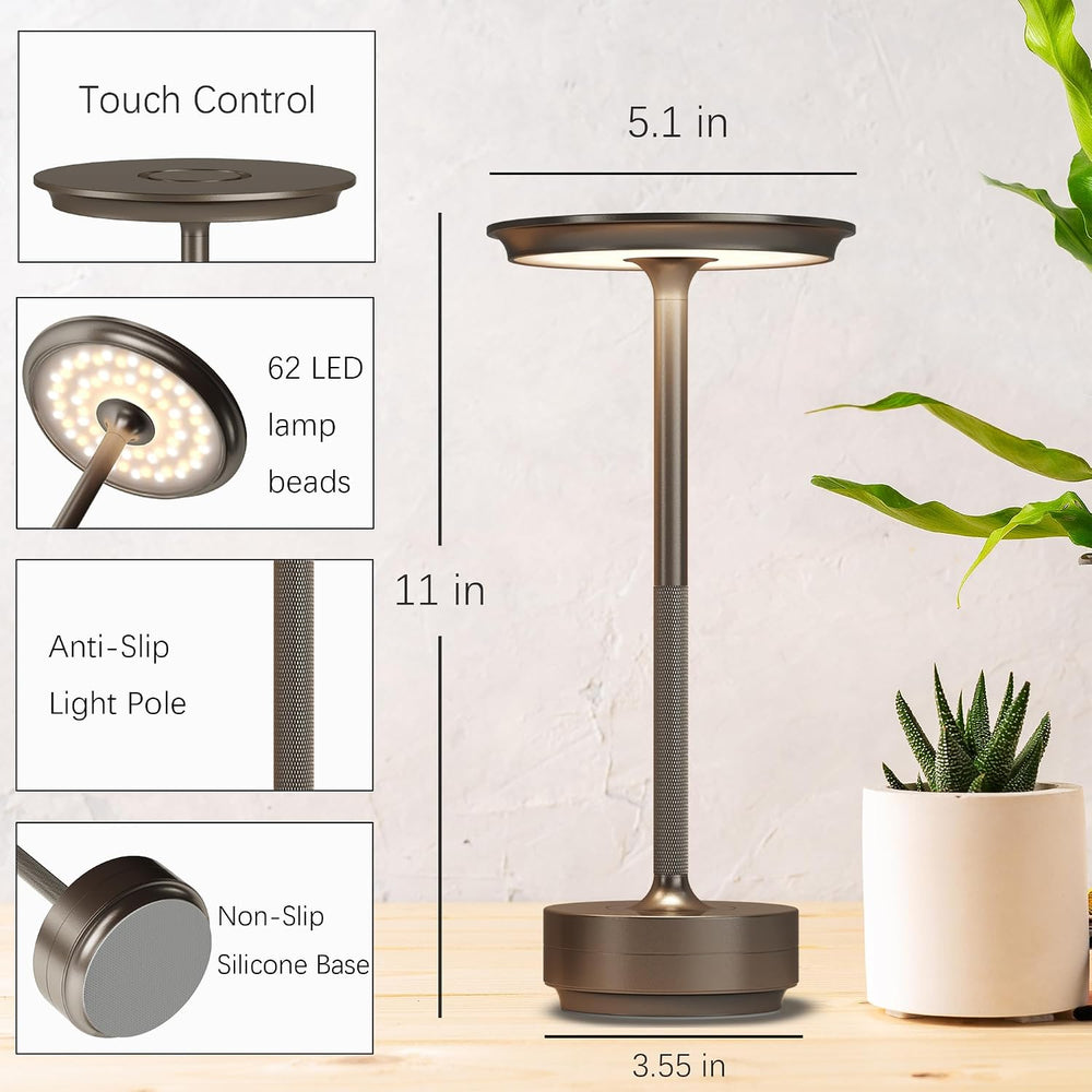 2 Pack Cordless Table Lamps Rechargeable, 5000mAh LED Table Light
