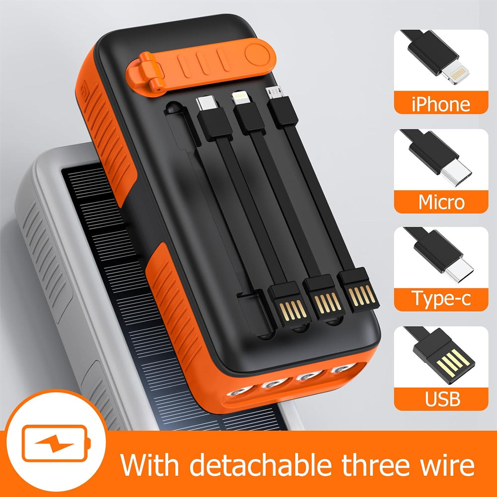 boogostore Solar Charger Power Bank 27000mAh, Portable Charger with 4 Output ...
