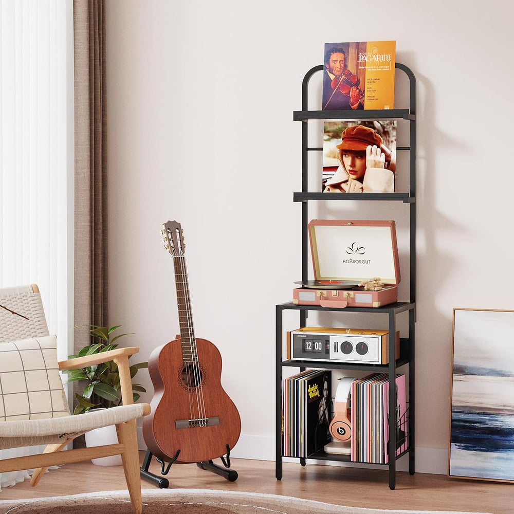 Homsorout Record Player Stand with Vinyl Storage - 5-Tier Turntable Table wit...
