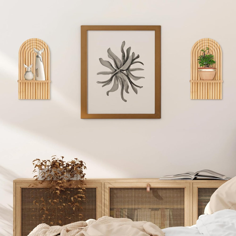 Boho Wall Decor Set of Two: Wood Wall Candle Holder