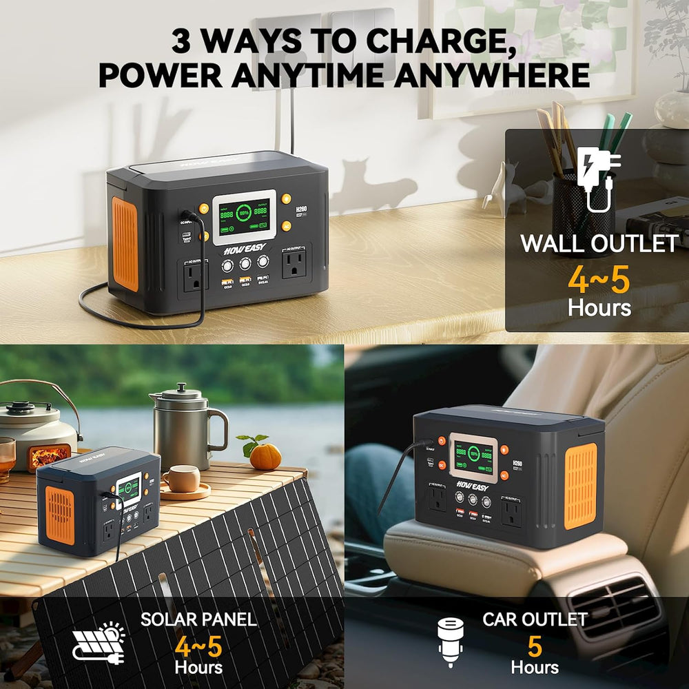 HOWEASY Portable Power Station,260W(500W peak) Solar Generator with PD 65W