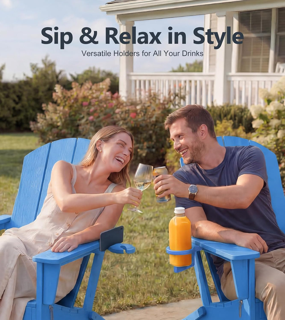 PASAMIC Adirondack Rocking Chairs Set of 2, Foldable All-Weather HDPE Patio R...