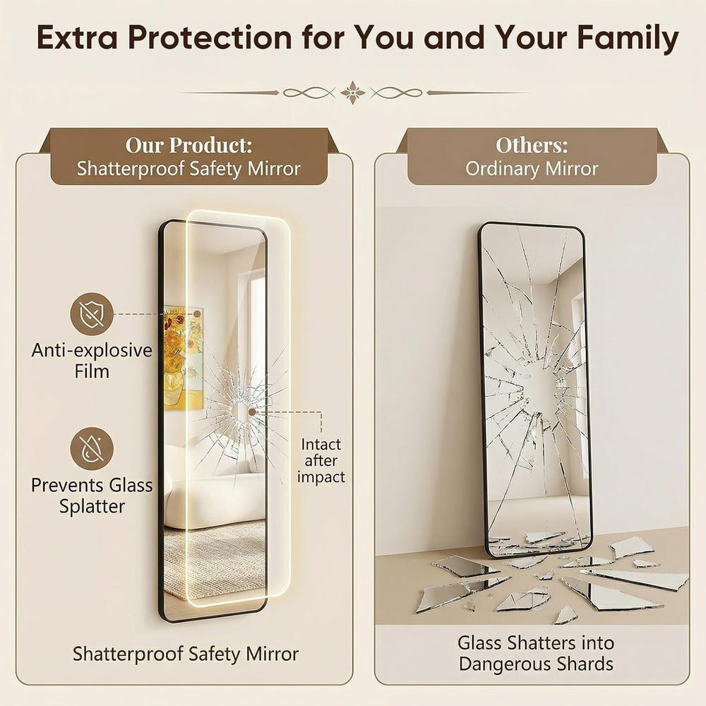 Antok 48"x14" Over the Door Mirror, Full Length Mirror with Stand, ...