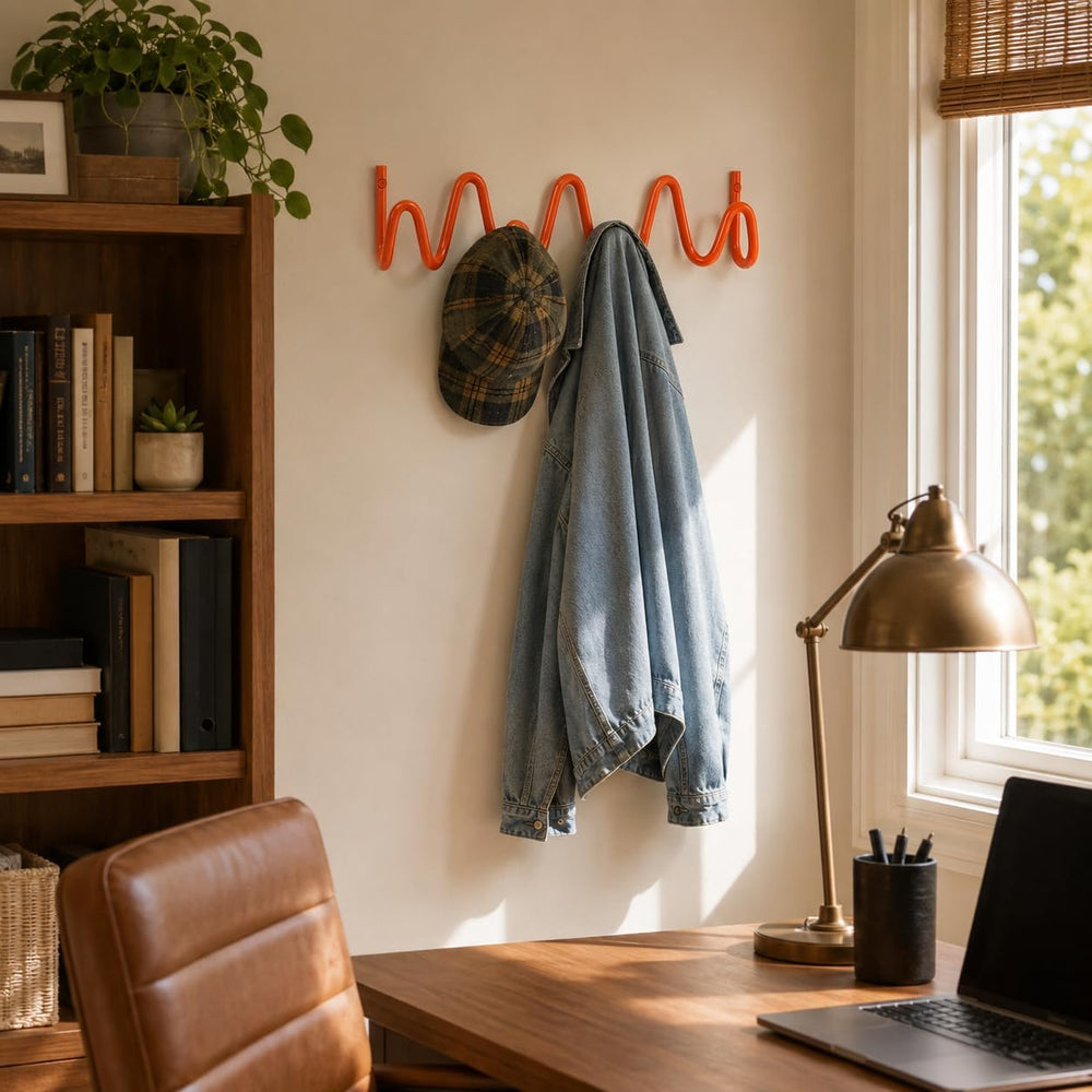 Coat Rack Wall Mount, Modern Wave Metal Wall Hooks