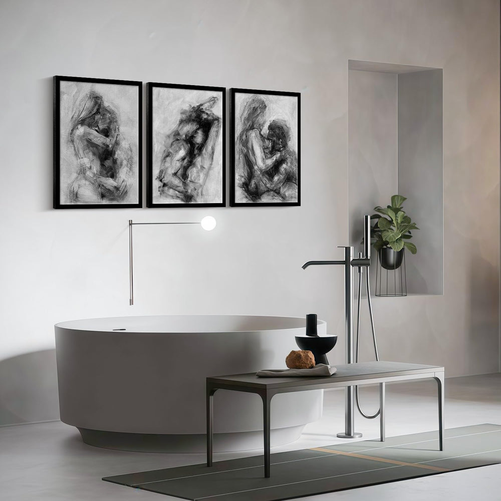 RVRBKTS Black Framed Modern Romantic Couple Wall Art Bedroom