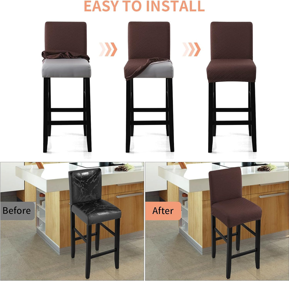 Fuloon Waterproof Barstool Covers Chair Slipcovers, Chocolate, 4 Pack
