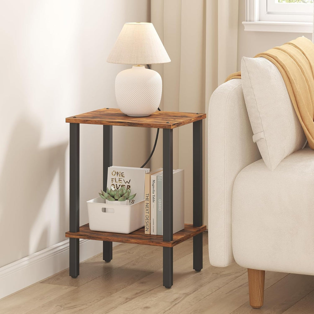 TUTOTAK End Table, Set of 2, Side Table, Nightstand, 2-Tier Storage Shelf