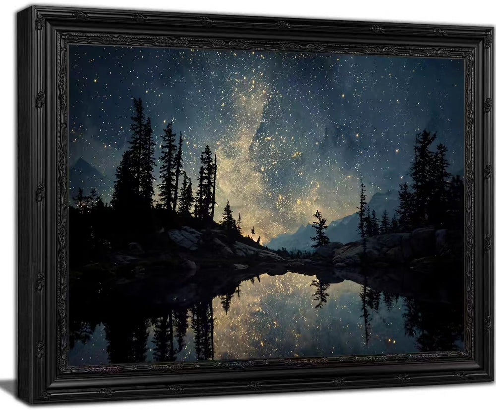 EIDHFBFJ Gothic Landscape Framed Wall Art, Moody Dark Forest Wall Decor